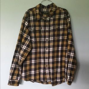 NWOT Eddie Bauer gold blk wh plaid flannel shirt